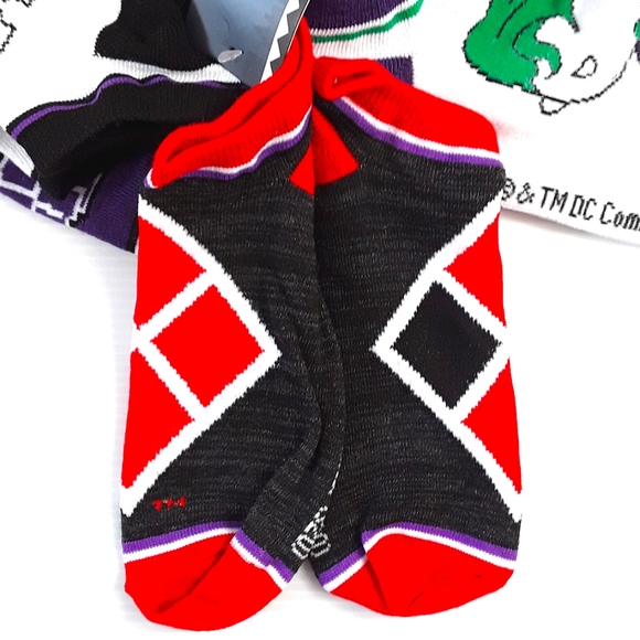 DC Comics Harley Quinn The Joker Ankle Socks Set NWT - Picture 4 of 9